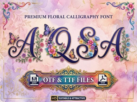 Aqsa: A Floral Script Font for Nature-Inspired Design