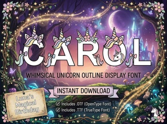 Carol: Whimsical Unicorn Outline Font for Magical Projects